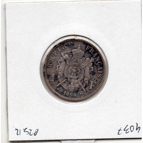 1 franc Napoléon III tête laurée 1868 BB Strasbourg TTB, France pièce de monnaie