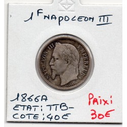 1 franc Napoléon III tête laurée 1866 A Paris TTB-, France pièce de monnaie