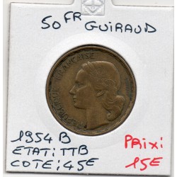 50 francs Coq Guiraud 1954 B TTB, France pièce de monnaie