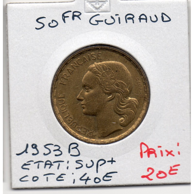 50 francs Coq Guiraud 1953 B Beaumont Sup+, France pièce de monnaie