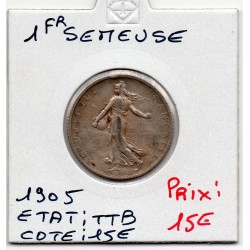 1 franc Semeuse Argent 1905 TTB, France pièce de monnaie