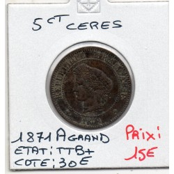 5 centimes Cérès 1871 grand A Paris TTB+, France pièce de monnaie