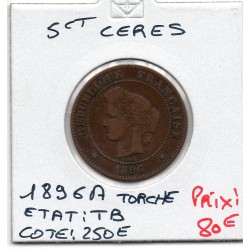 5 centimes Cérès 1896 Torche TB, France pièce de monnaie