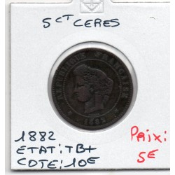5 centimes Cérès 1882 TB+, France pièce de monnaie