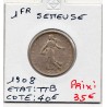 1 franc Semeuse Argent 1908 TTB, France pièce de monnaie
