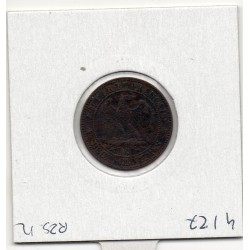2 centimes Napoléon III tête nue 1854 petit D petit lion Lyon TB-, France pièce de monnaie