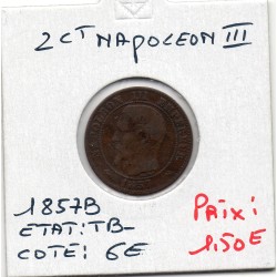 2 centimes Napoléon III tête nue 1857 B Rouen TB-, France pièce de monnaie