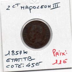 2 centimes Napoléon III tête nue 1857 K bordeaux TB-, France pièce de monnaie