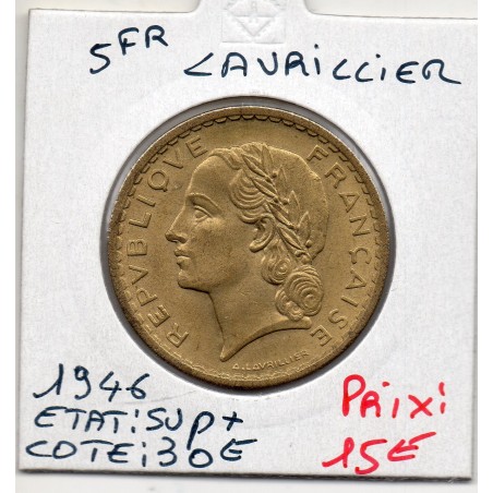 5 francs Lavrillier 1946 Sup+, France pièce de monnaie