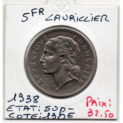 5 francs Lavrillier 1938 Sup-, France pièce de monnaie
