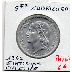 5 francs Lavrillier 1947 9 ferme Sup+, France pièce de monnaie