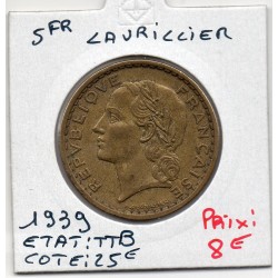 5 francs Lavrillier 1939 TTB, France pièce de monnaie