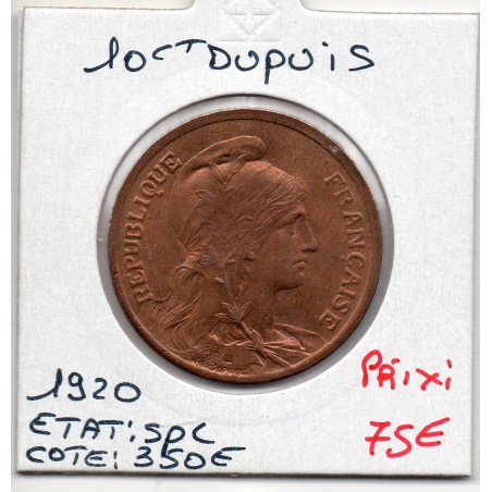 10 centimes Dupuis 1920 Spl, France pièce de monnaie