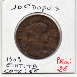 10 centimes Dupuis 1909 TB, France pièce de monnaie