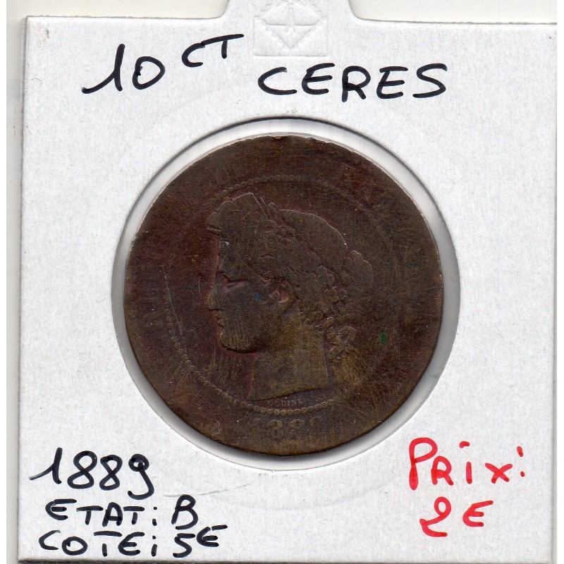 10 centimes Cérès 1889 A Paris B, France pièce de monnaie