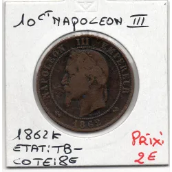 10 centimes Napoléon III tête laurée 1862 K Bordeaux TB-, France pièce de monnaie