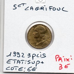 5 centimes Lagriffoul 1992 3 plis Sup+, France pièce de monnaie