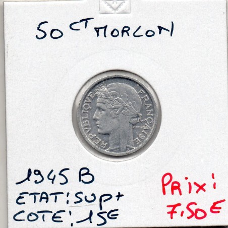 50 centimes Morlon 1945 B Beaumont Sup+, France pièce de monnaie