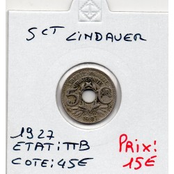5 centimes Lindauer 1927 TTB, France pièce de monnaie