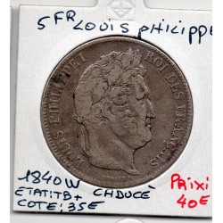 5 francs Louis Philippe 1840 W caducée Lille TB+, France pièce de monnaie