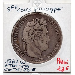 5 francs Louis Philippe 1832 W Lille TB, France pièce de monnaie