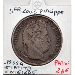 5 francs Louis Philippe 1835 A Paris TB, France pièce de monnaie