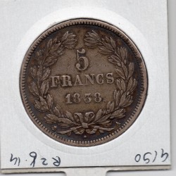 5 francs Louis Philippe 1838 A Paris TB+, France pièce de monnaie