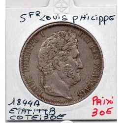 5 francs Louis Philippe 1844 A Paris TTB, France pièce de monnaie