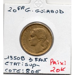 20 francs Coq G. Guiraud 3 faucilles 1950 B Beaumont Sup-, France pièce de monnaie