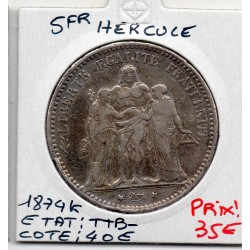 5 francs Hercule 1874 K Bordeaux TTB-, France pièce de monnaie