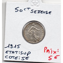 50 centimes Semeuse Argent 1915 Sup, France pièce de monnaie