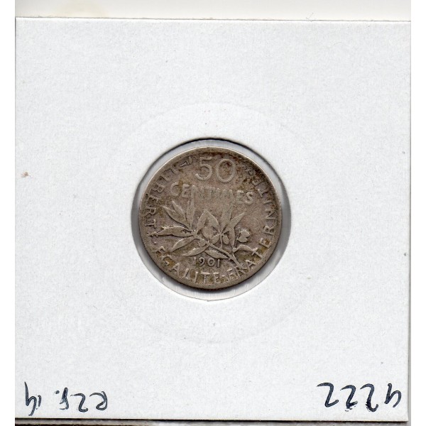 50 centimes Semeuse Argent 1901 B, France pièce de monnaie