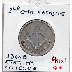 2 francs Francisque Bazor 1944 B Beaumont TTB, France pièce de monnaie