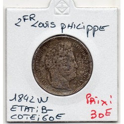 2 Francs Louis Philippe 1842 W Lille B-, France pièce de monnaie