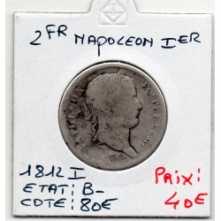 2 Francs Napoléon 1er 1812 I Limoges B-, France pièce de monnaie