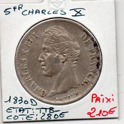 francs Charles X 1830 D Paris TTB-, France pièce de monnaie