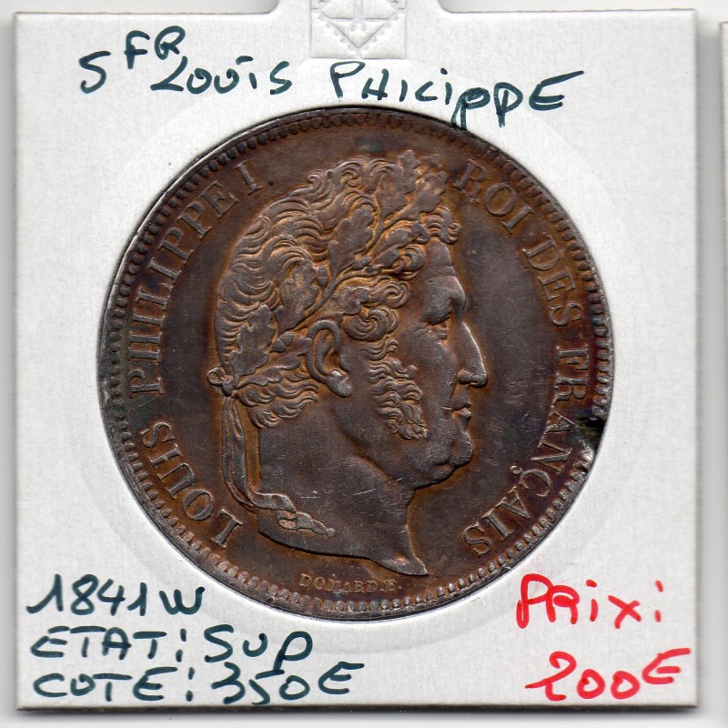 5 francs Louis Philippe 1841 W Lille Sup, France pièce de monnaie