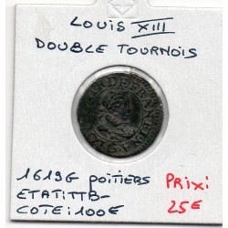 Double Tounois 1619 G Poitier Louis XIII pièce de monnaie royale