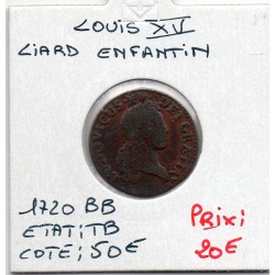 Liard au buste enfantin 1720 BB Strasbourg Louis XV pièce de monnaie royale