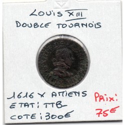 Double Tounois 1616 X Amiens Louis XIII pièce de monnaie royale
