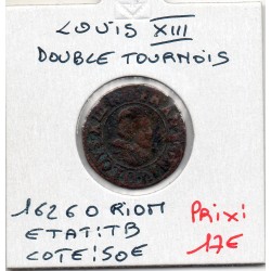 Double Tounois 1626 O Riom Louis XIII pièce de monnaie royale