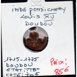 Indes Française, Pondichéry Louis XV Doudou 1715-1775 TTB, Lec 20 pièce de monnaie