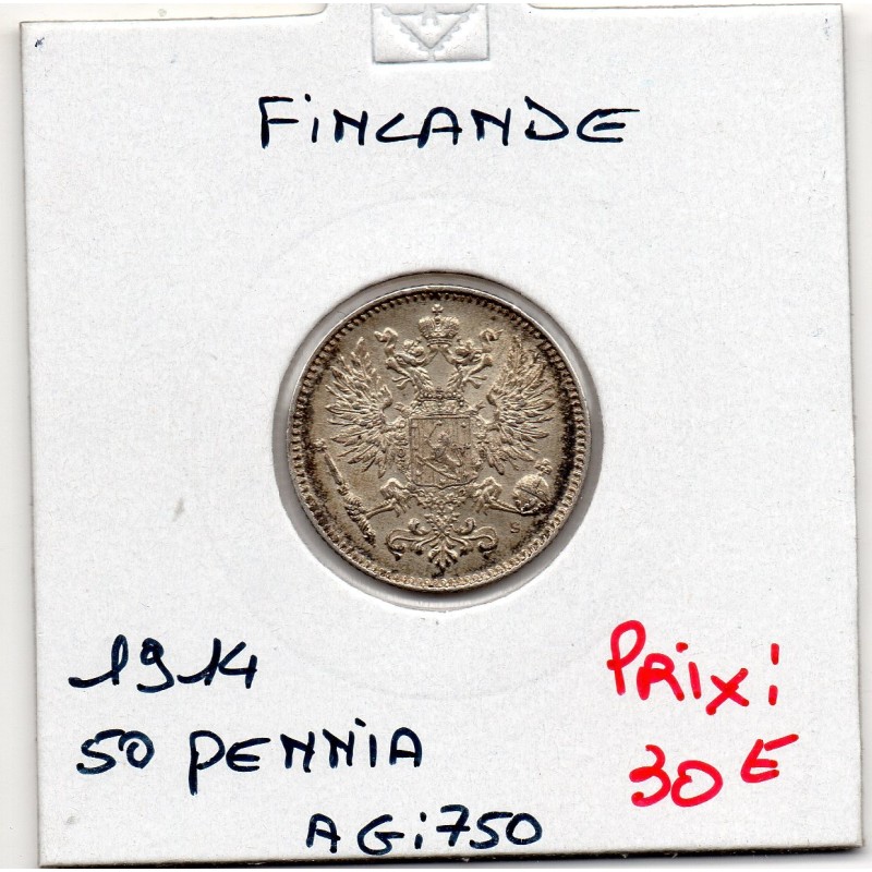 Finlande 50 pennia 1914 Spl, KM 2.2 pièce de monnaie