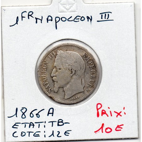 1 franc Napoléon III tête laurée 1866 A Paris TB-, France pièce de monnaie