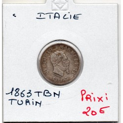 Italie 50 centesimi 1863 T BN Turin TB+,  KM 4a.2 pièce de monnaie