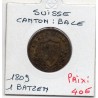 Suisse Canton Bâle Basel 1 Batzen 1809 TTB+, KM 196 pièce de monnaie