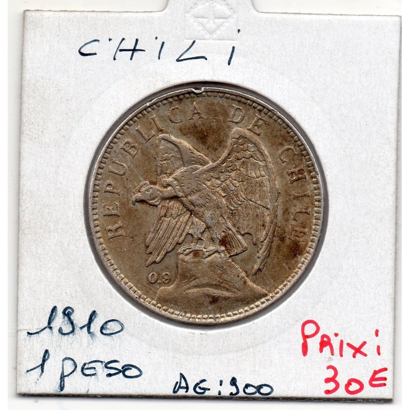 Chili 1 Peso 1910 Sup, KM 152.3 pièce de monnaie