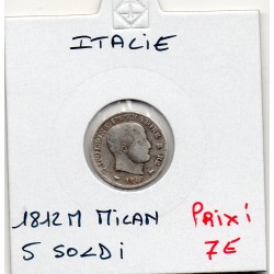 Italie Napoléon 5 soldi 1812 M Milan TB-,  KM C5 pièce de monnaie