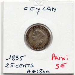 Ceylan 25 cents 1895 TB, KM 95 pièce de monnaie