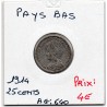 Pays Bas 25 cents 1914 TTB, KM 146 pièce de monnaie
